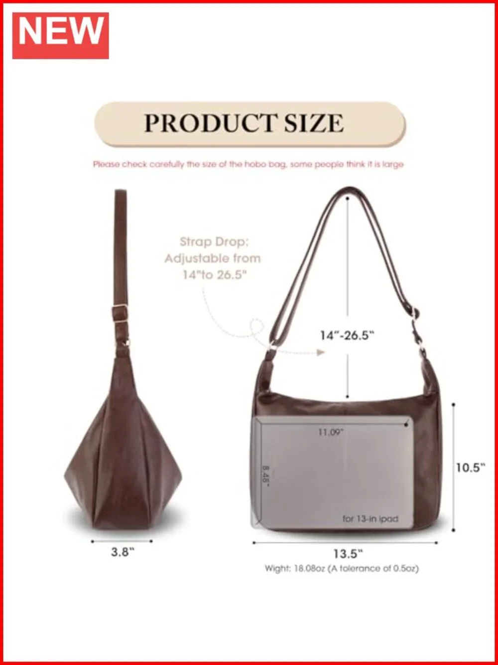 Foldable Slouchy Hobo Bag Crossbody Purse PU Leather Tote